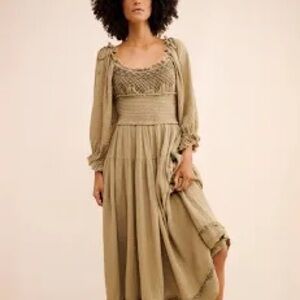 Free People Toledo Embroidered Midi Dress